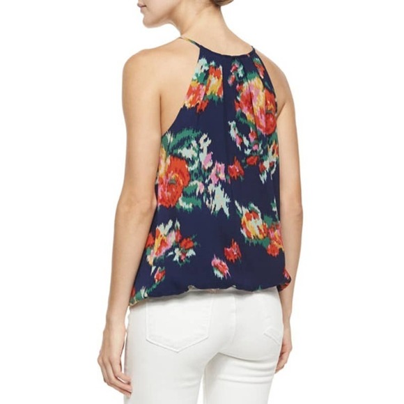 Joie Anatase B Floral-Print Halter-Neck 100% Silk Tank Blue Women's Size M - Picture 2 of 12